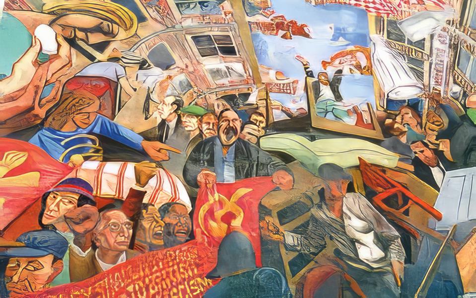 A mural depicting the Battle of Cable Street, near Shadwell station